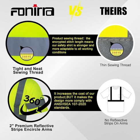 FONIRRA 3 Pack Safety Reflective High Visibility Shirt for Men Hi Vis Construction Work Shirts with Short Sleeve_ in Saudi Arabia