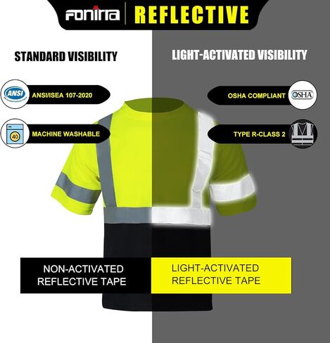 FONIRRA 3 Pack Safety Reflective High Visibility Shirt for Men Hi Vis Construction Work Shirts with Short Sleeve_ in Saudi Arabia