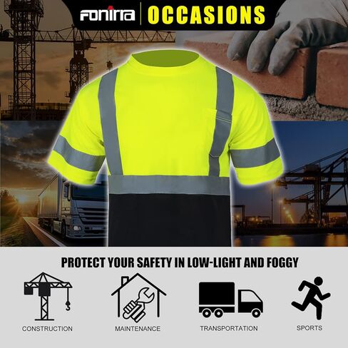 FONIRRA 3 Pack Safety Reflective High Visibility Shirt for Men Hi Vis Construction Work Shirts with Short Sleeve_ in Saudi Arabia