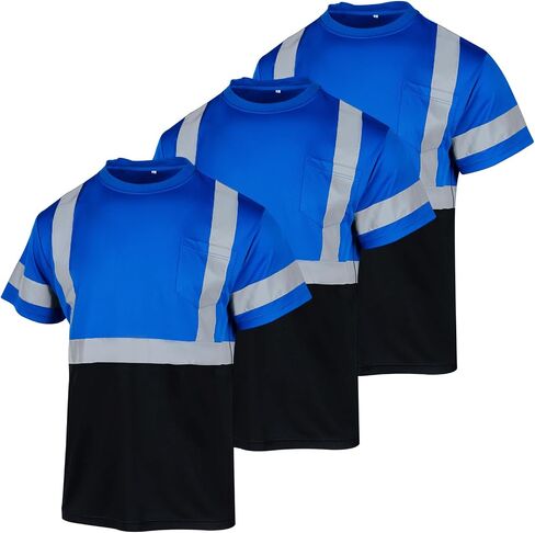 FONIRRA 3 Pack Safety Reflective High Visibility Shirt for Men Hi Vis Construction Work Shirts with Short Sleeve_ in Saudi Arabia