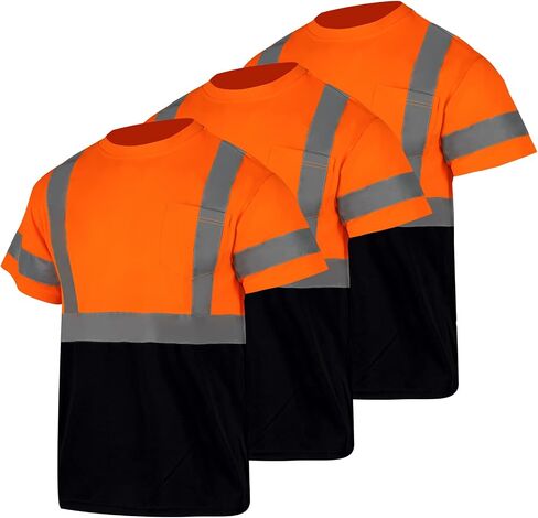 FONIRRA 3 Pack Safety Reflective High Visibility Shirt for Men Hi Vis Construction Work Shirts with Short Sleeve_ in Saudi Arabia