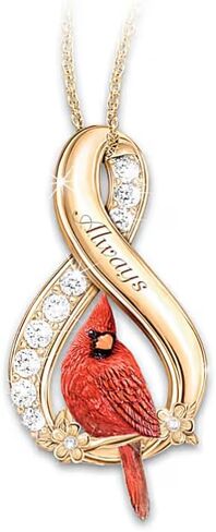 The Bradford Exchange Cardinal Pendant Necklace with White Topaz and Infinity Symbol Tribute Design in Saudi Arabia