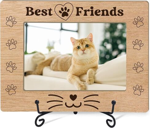 Pet Picture Frame, Best Friends Photo Frame, Best Cat Ever Gifts, Wooden Photo Frames Fits 4x6 with Stand for Desktop Display, Home Office Decor in Saudi Arabia