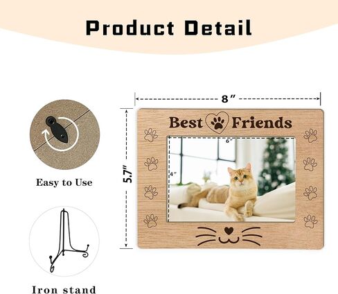 Pet Picture Frame, Best Friends Photo Frame, Best Cat Ever Gifts, Wooden Photo Frames Fits 4x6 with Stand for Desktop Display, Home Office Decor in Saudi Arabia