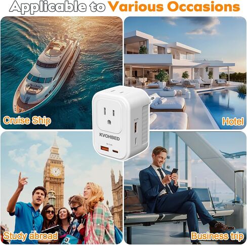 Voltage Converter US to Europe Travel: 220V to 110V Converter for European Country, Adapter with Fast Charging 2 USB A&2 Type C Worldwide Power Converter Adapter Combo for Germ, France, Italy, etc in Saudi Arabia