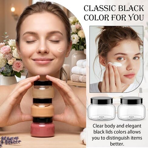 32 Pack 8 Oz Plastic Jars with Lids Body Scrub Containers Body Butter Refillable Cosmetic Clear PET with Black Caps Sugar Scrub Jars for Makeup Travel Storage in Kuwait