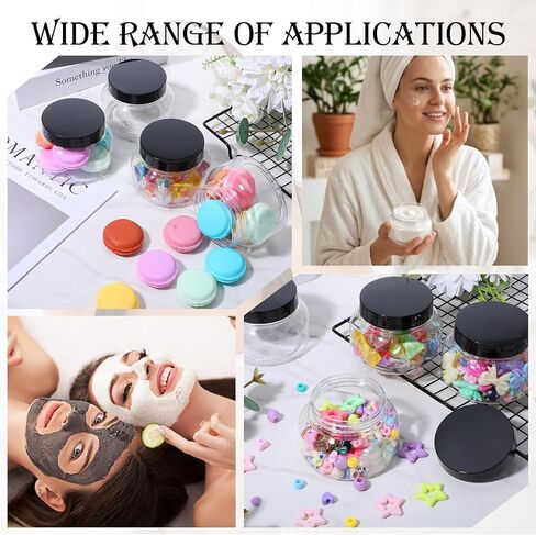 32 Pack 8 Oz Plastic Jars with Lids Body Scrub Containers Body Butter Refillable Cosmetic Clear PET with Black Caps Sugar Scrub Jars for Makeup Travel Storage in Kuwait