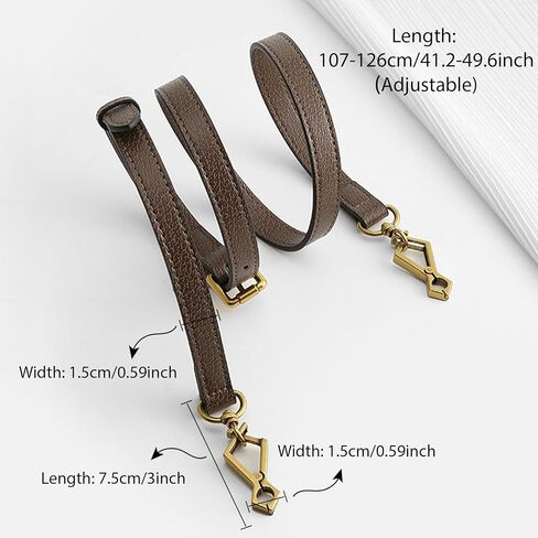 Purse Replacement Crossbody Straps for Gucci Ophidia, Bamboo, Diana, Jumbo Bags, Adjustable Genuine Leather Shoulder Strap for Women Tote Handbags, 107-126cm Length/1.5cm Wide, Brown in Saudi Arabia