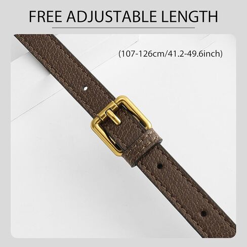Purse Replacement Crossbody Straps for Gucci Ophidia, Bamboo, Diana, Jumbo Bags, Adjustable Genuine Leather Shoulder Strap for Women Tote Handbags, 107-126cm Length/1.5cm Wide, Brown in Saudi Arabia