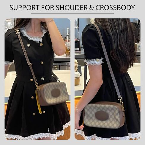 Purse Replacement Crossbody Straps for Gucci Ophidia, Bamboo, Diana, Jumbo Bags, Adjustable Genuine Leather Shoulder Strap for Women Tote Handbags, 107-126cm Length/1.5cm Wide, Brown in Saudi Arabia