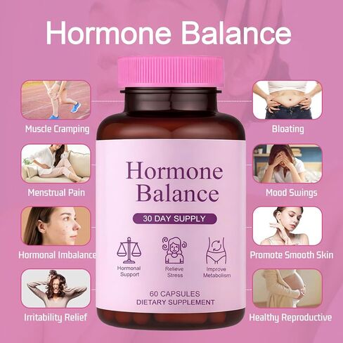 Hormone Balance for Women | Dietary Supplement, Supports Healthy Cortisol Levels & Stress Relief | Mood, Sleep, Energy | Ashwagandha, Ginseng, Maca | 60 Capsules in Saudi Arabia