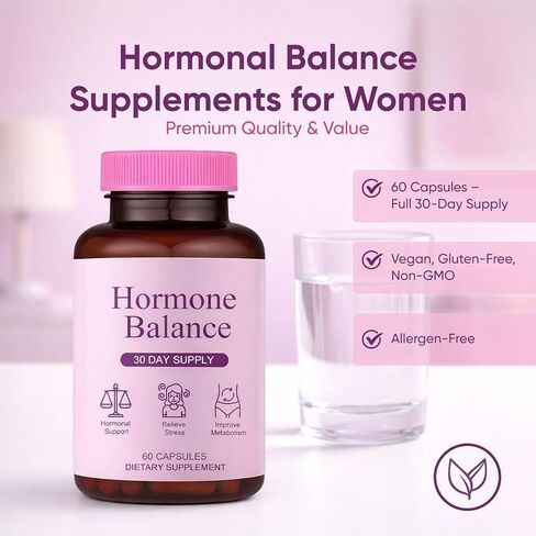 Hormone Balance for Women | Dietary Supplement, Supports Healthy Cortisol Levels & Stress Relief | Mood, Sleep, Energy | Ashwagandha, Ginseng, Maca | 60 Capsules in Saudi Arabia