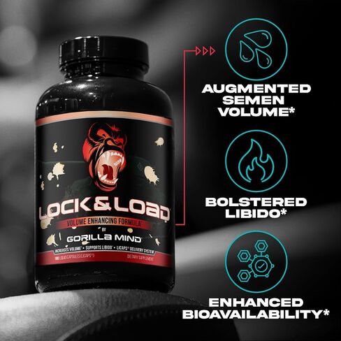 Gorilla Mind Lock & Load® - Semen Volume & Quality Support | Libido · Erection Quality · Pleasure | Sunflower Lecithin, Pygeum, L-Lysine | Licaps® Delivery | 180 Capsules in Saudi Arabia