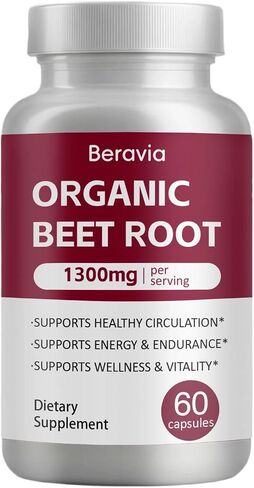 Beravia Beet Root Capsules | Antioxidant Formula - Vegan, Non-GMO, Gluten-Free - 1300mg, 60 Capsules in Saudi Arabia