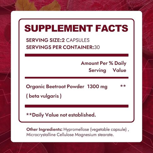 Beravia Beet Root Capsules | Antioxidant Formula - Vegan, Non-GMO, Gluten-Free - 1300mg, 60 Capsules in Saudi Arabia