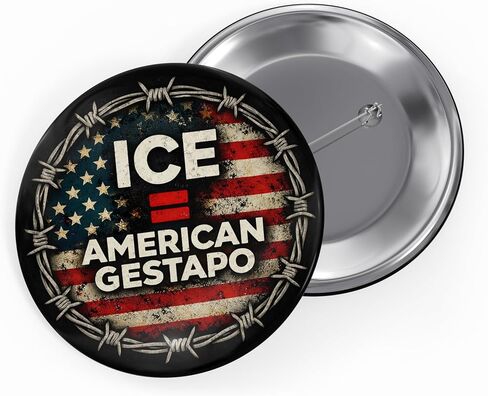 Ice = دبوس زر Gest-Apo الأمريكي - شارة مستديرة سياسية مقاومة - دبوس زر العدالة السياسية والاجتماعية - احتجاج سياسي - مضاد للثلج - شارة مستديرة مضادة للرئيس للحقائب والسترات in Kuwait