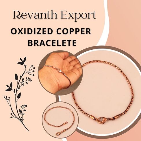 Oxidized Copper Wheat Chain Bracelet, 100% Copper, Solid Jewelry, Eco-Friendly Gift, Unisex in Kuwait