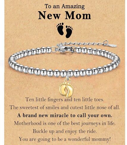 New Mom Gifts, Baby Feet Bracelet for First Time Mom Mommy Soon To Be Mama Pregnancy Pregnant Gift After Birth 1st Mothers Day Christmas Valentines Birthday Baby Shower Announcement Gift for Women in Saudi Arabia