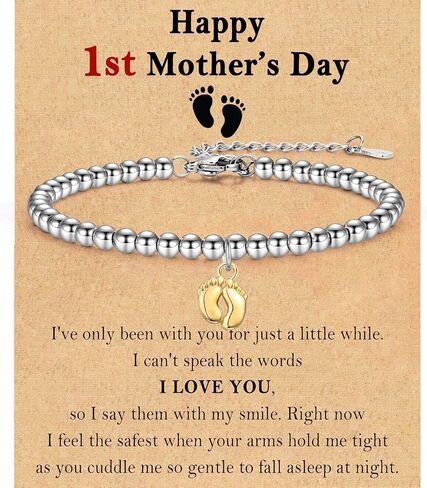 New Mom Gifts, Baby Feet Bracelet for First Time Mom Mommy Soon To Be Mama Pregnancy Pregnant Gift After Birth 1st Mothers Day Christmas Valentines Birthday Baby Shower Announcement Gift for Women in Saudi Arabia