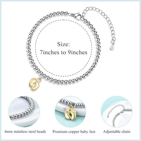 New Mom Gifts, Baby Feet Bracelet for First Time Mom Mommy Soon To Be Mama Pregnancy Pregnant Gift After Birth 1st Mothers Day Christmas Valentines Birthday Baby Shower Announcement Gift for Women in Saudi Arabia
