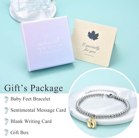New Mom Gifts, Baby Feet Bracelet for First Time Mom Mommy Soon To Be Mama Pregnancy Pregnant Gift After Birth 1st Mothers Day Christmas Valentines Birthday Baby Shower Announcement Gift for Women in Saudi Arabia