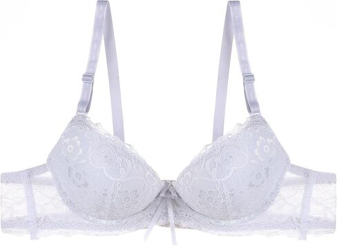 Underwire Push Up Bras for Women Sexy Full Lace Bra Add Two Cup Bralette B Cup Lingerie Sweat-Absorbing Bra (Color : Khaki, Size : 80/36B) in Saudi Arabia