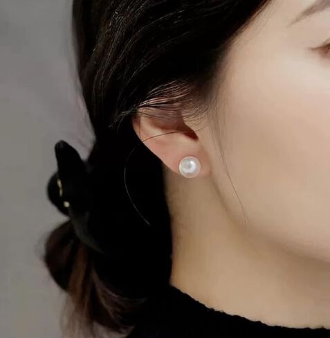 12 Pairs Womens Pearl Stud Earrings Set, Hypoallergenic Stainless Steel 4 Sizes Classic Simulated Pearl Jewelry in Kuwait