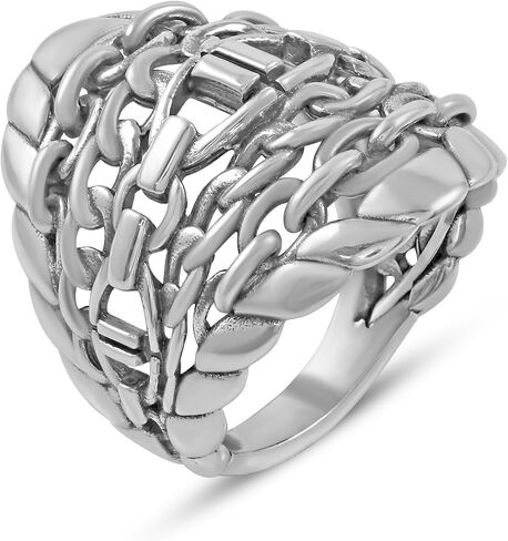 American West Jewelry Sterling Silver Stirrup Chain Ring in Saudi Arabia