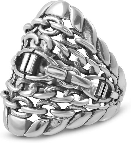 American West Jewelry Sterling Silver Stirrup Chain Ring in Saudi Arabia