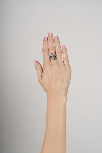 American West Jewelry Sterling Silver Stirrup Chain Ring in Saudi Arabia