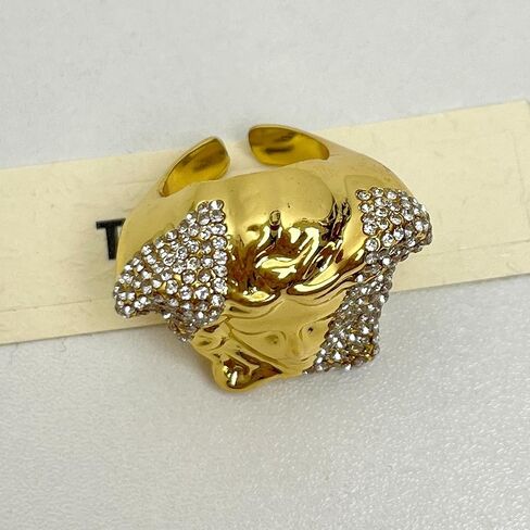 Greek Goddess Rhinestone Chunky Ring for Women Artistic Ancient Mythologe Power Portrait Face Expandable Open Thumb Finger Band Engagement Wedding Rings Fashion Coachella Style Jewelry Cocktail Party in Kuwait