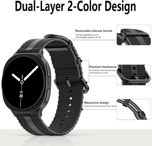 Athleisure Bands Compatible with Samsung Galaxy Watch 8/8 Classic Band 40mm 44mm 46mm (2025),Comfort Style Silicone Waterproof Strap for Galaxy Watch8 / 8 Classic Band for Men Women with Rugged Metal in Saudi Arabia