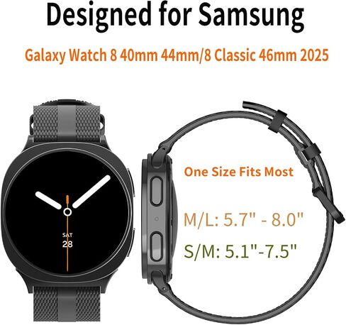 Athleisure Bands Compatible with Samsung Galaxy Watch 8/8 Classic Band 40mm 44mm 46mm (2025),Comfort Style Silicone Waterproof Strap for Galaxy Watch8 / 8 Classic Band for Men Women with Rugged Metal in Saudi Arabia