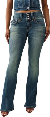 True Religion Y2K Joey Mid Rise Flare Jeans – Retro Flare Fit with Big T Flap Pockets in Kuwait
