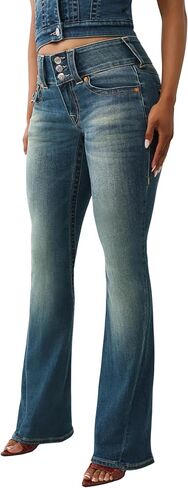 True Religion Y2K Joey Mid Rise Flare Jeans – Retro Flare Fit with Big T Flap Pockets in Kuwait