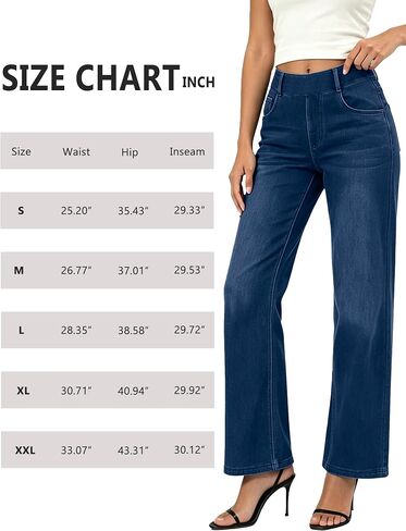 Wide Leg Jeans for Women Straight Leg High Waist Stretchy Jeans Tummy Control Waist Trendy Denim Pants in Kuwait