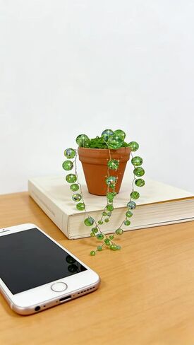 Bling Suncatcher String of Beads Plant Hanging, Handcrafted Crystal Succulent Sun Catchers for Window Hanging, Gardenn Crystal Sun Catcher Plant Lover Gift Mom Gifts (Green) in Saudi Arabia