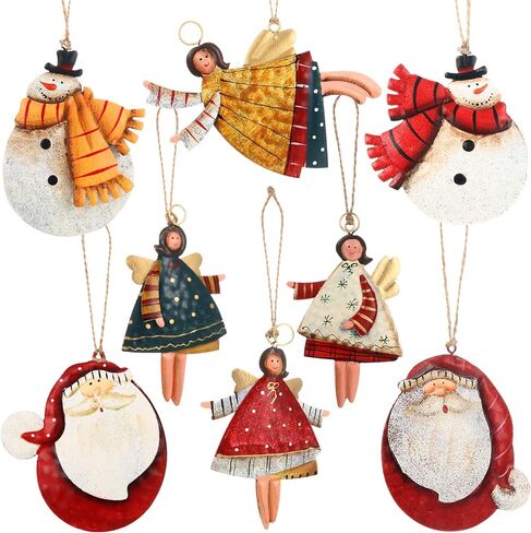 WILLBOND 8 Pieces Christmas Metal Ornaments Dancing Flying Angels Tin Decorations Metal Angels Xmas Tree Ornaments for Holiday Celebrations Home Themed Party Decoration in Kuwait