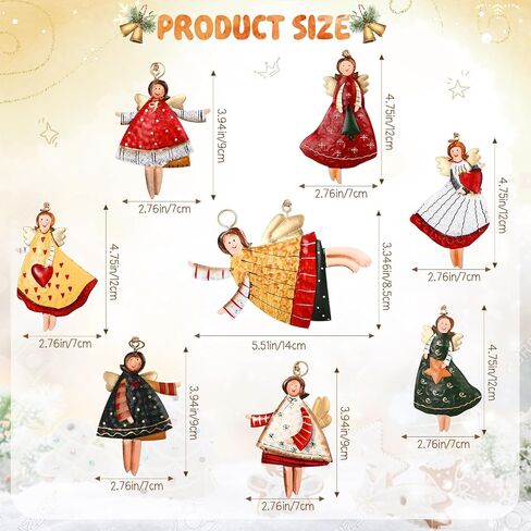 WILLBOND 8 Pieces Christmas Metal Ornaments Dancing Flying Angels Tin Decorations Metal Angels Xmas Tree Ornaments for Holiday Celebrations Home Themed Party Decoration in Kuwait