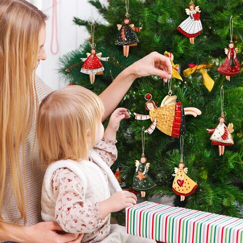 WILLBOND 8 Pieces Christmas Metal Ornaments Dancing Flying Angels Tin Decorations Metal Angels Xmas Tree Ornaments for Holiday Celebrations Home Themed Party Decoration in Kuwait
