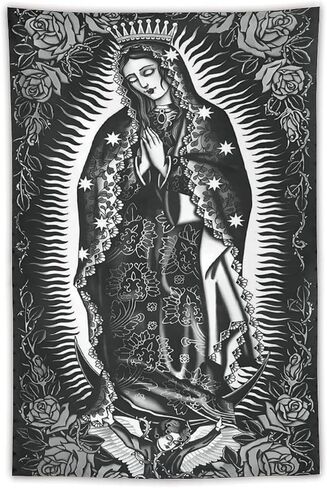 JKGHUIOIB Virgin Mary Christmas Maria Tapestry Mexican Flag Wall Art Decor Tapestry Bedroom Living Room Dorm Home Wall Hanging Party Gift 40"x60" in Kuwait