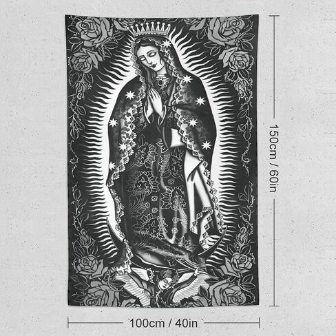 JKGHUIOIB Virgin Mary Christmas Maria Tapestry Mexican Flag Wall Art Decor Tapestry Bedroom Living Room Dorm Home Wall Hanging Party Gift 40"x60" in Kuwait