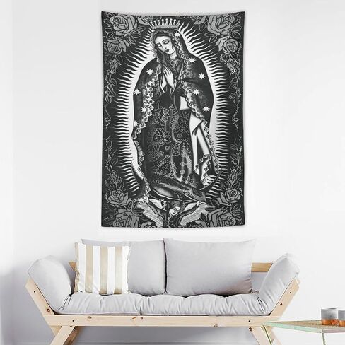 JKGHUIOIB Virgin Mary Christmas Maria Tapestry Mexican Flag Wall Art Decor Tapestry Bedroom Living Room Dorm Home Wall Hanging Party Gift 40"x60" in Kuwait