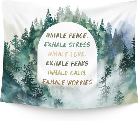 WAITPI Mental Health Hanging Wall Tapestry for Bedroom, Therapy Office Decor, Inspirational Inhale Exhale Forest Landscape Wall Hanging Decor Tapestry for Counselor Office Classroom, 40x30in in Saudi Arabia