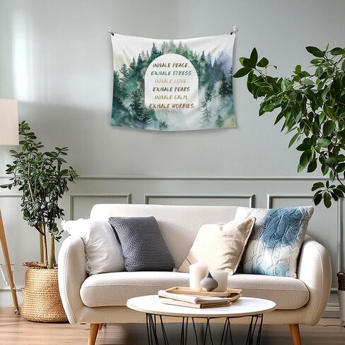 WAITPI Mental Health Hanging Wall Tapestry for Bedroom, Therapy Office Decor, Inspirational Inhale Exhale Forest Landscape Wall Hanging Decor Tapestry for Counselor Office Classroom, 40x30in in Saudi Arabia