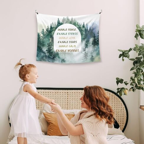 WAITPI Mental Health Hanging Wall Tapestry for Bedroom, Therapy Office Decor, Inspirational Inhale Exhale Forest Landscape Wall Hanging Decor Tapestry for Counselor Office Classroom, 40x30in in Saudi Arabia