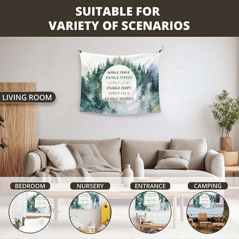 WAITPI Mental Health Hanging Wall Tapestry for Bedroom, Therapy Office Decor, Inspirational Inhale Exhale Forest Landscape Wall Hanging Decor Tapestry for Counselor Office Classroom, 40x30in in Saudi Arabia