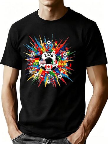 Eatbook Soccer Cup 2026 Shirt Men USA Canada Mexico Graphic Tee Funny Soccer T-Shirt Game Day Football Fans Gift Top in Saudi Arabia