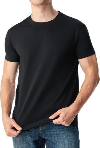 Men's Casual T Shirts, Stretch Cotton Basic Tee, Crew-Neck and Henley Breathable Summer Short Sleeve Shirts in Saudi Arabia
