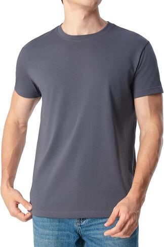 Men's Casual T Shirts, Stretch Cotton Basic Tee, Crew-Neck and Henley Breathable Summer Short Sleeve Shirts in Saudi Arabia